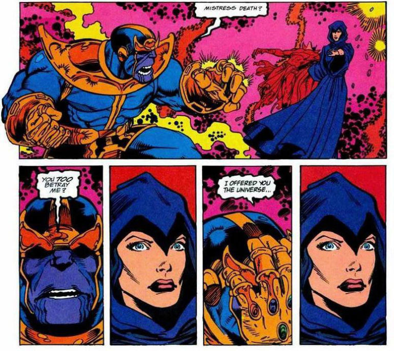 Taнос и Смъртта в „Infinity Gauntlet”.