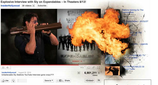 YouTube реклама на „The Expendables”