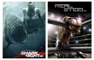 Плакати на „Shark Night 3D” и „Real Steel”