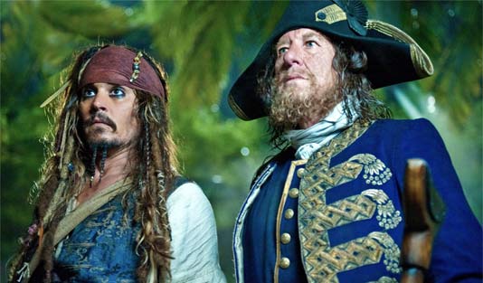 Карибски пирати: В непознати води - Джони Деп и Джефри Ръш