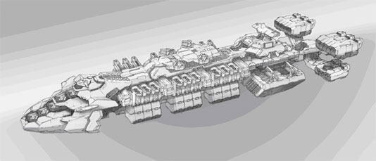 Starship Troopers: Invasion - концептулано на корабът Джон А. Уордън”