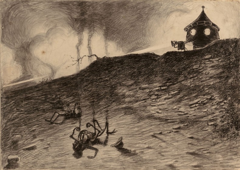 Илюстрация на Енрике Алвим Кореа от 1906 г. към романа „War of the Worlds”.