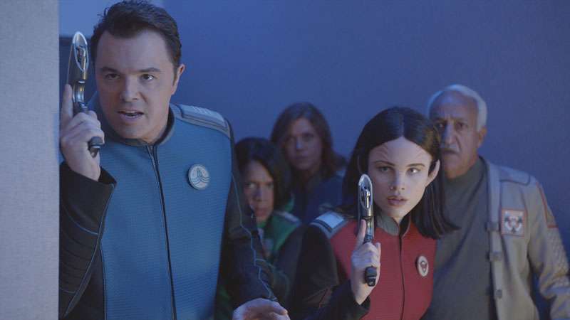 THE ORVILLE: L-R: Seth MacFarlane, Penny Johnson Jerald, Adrianne Palicki, Halston Sage and guest star Brian George in THE ORVILLE premiering this fall on FOX. ©2017 Fox Broadcasting Co. Cr: FOX