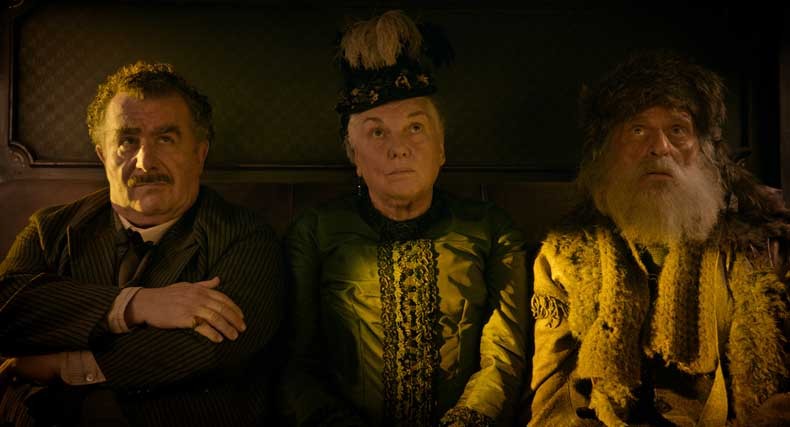 Saul Rubinek is Frenchman, Tyne Daly is Lady, and Chelcie Ross is Trapper in The Ballad of Buster Scruggs, a film by Joel and Ethan Coen.