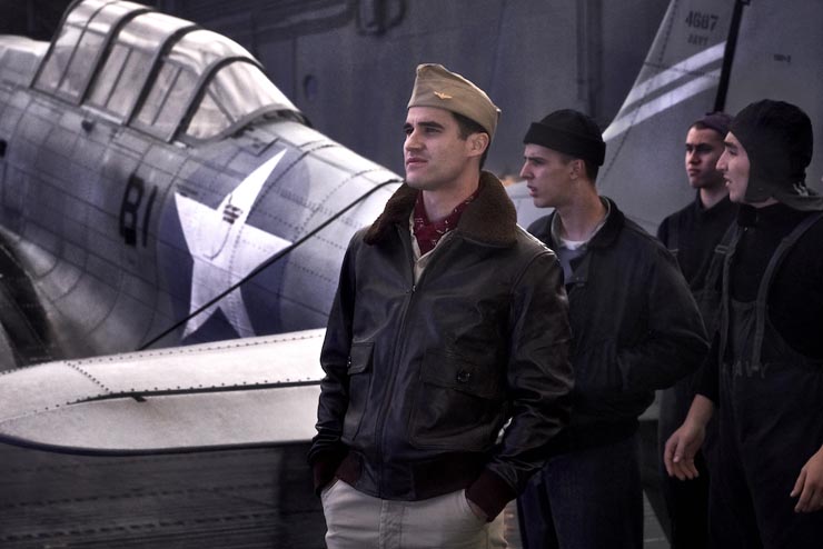 Darren Criss stars as 'Lt. Eugene Lindsey' in MIDWAY.