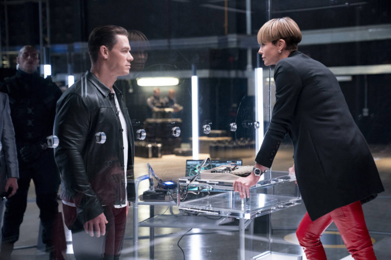 (from left) Jakob (John Cena) and Cipher (Charlize Theron) in F9, directed by Justin Lin.
