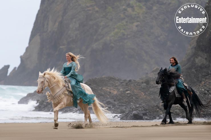 Lord of the Rings, AmazonMorfydd Clark on the horse on the beach